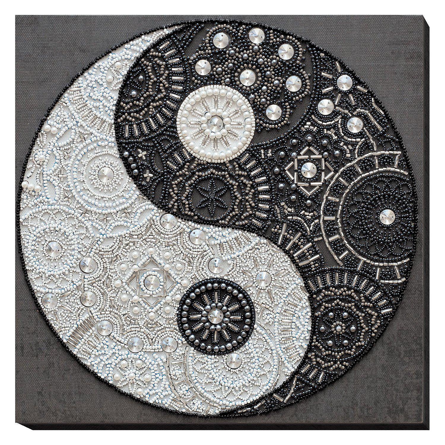 Perlen-Stickbild "Ying-Yang Balance", 26 x 26 cm