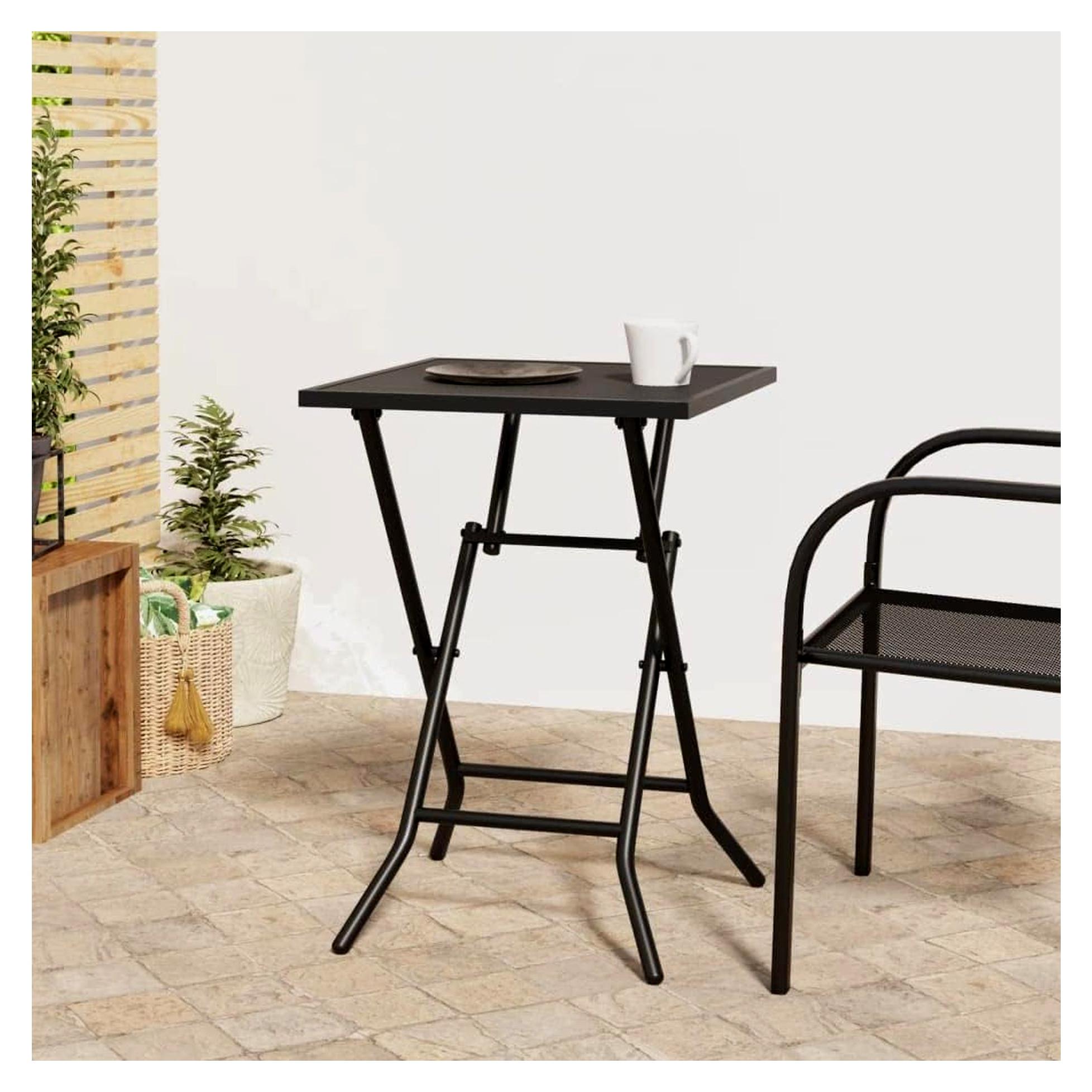 Klapptisch Gartentisch Anthrazit 50x50x72cm Stahlgitter