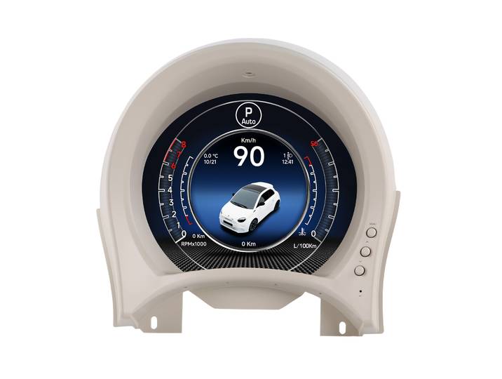 Hizpo 7'' Panneau de tableau de bord LCD automatique pour Fiat 500 2007-2024 Affichage numérique du tableau de bord Instrument numérique Compteur de vitesse Cockpit virtuel