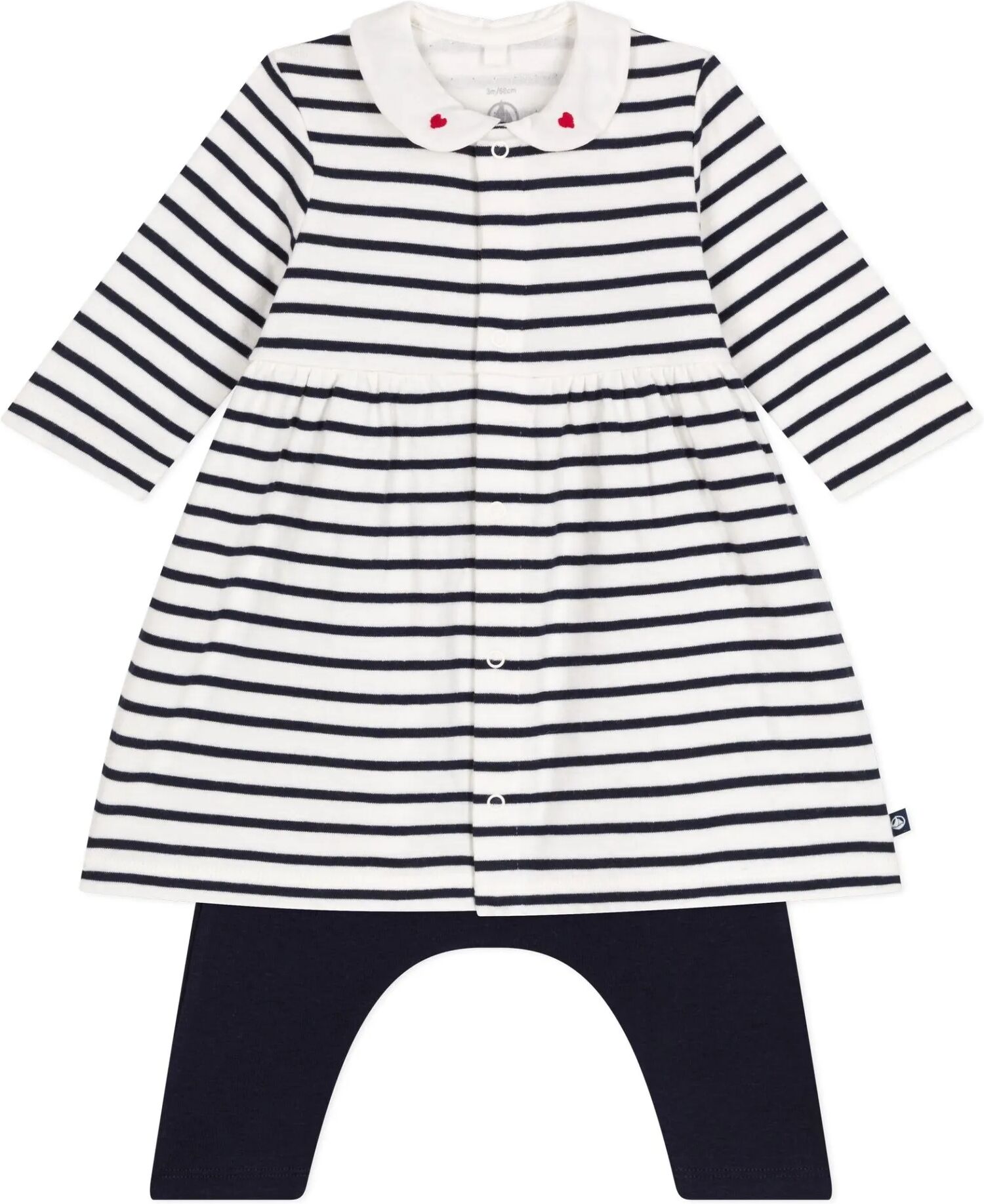 Petit Bateau Ensemble Robe et Legging Rayures Bleu marine 3 mois
