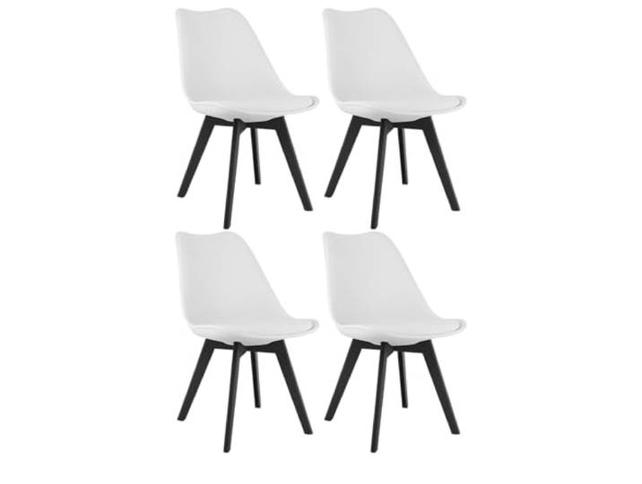 NMK HOME Esszimmerstühle 4er Set Weiß Polypropylen Kunstleder Polypropylenbeine, ergonomischer Sitzkomfort, moderne Ästhetik, kratzfest, leicht zu reinigen