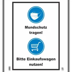 HB-Druck Mundschutz Einkaufswagen Schild A3 Rückseite selbstklebend