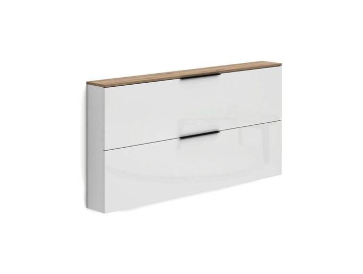 Meuble à Chaussures Achiko Dmora Bois Blanc Laqué 160x19x80h cm