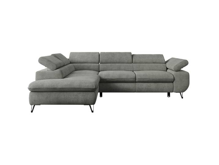 ECKSOFA PETER L Grau Struktur - Links Seite
