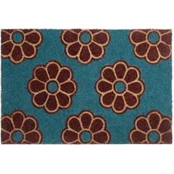 FUSSMATTE Blau 40/60 cm Blume Kokosfasern Kulik