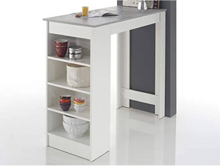 möbelando Bartisch Esstisch Tresentisch Küchentisch Bistrotisch Tisch Rosalyn I Beton/Weiß