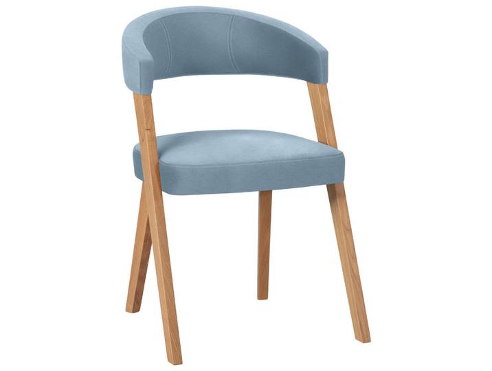 Venda Stuhl, Hellblau, Wildeiche, Holz, Textil, Wildeiche,Wildeiche, massiv,massiv, Uni, eckig, 56x81x66 cm, Lederauswahl, Stoffauswahl, Esszimmer, Stuhl, Esszimmerstühle