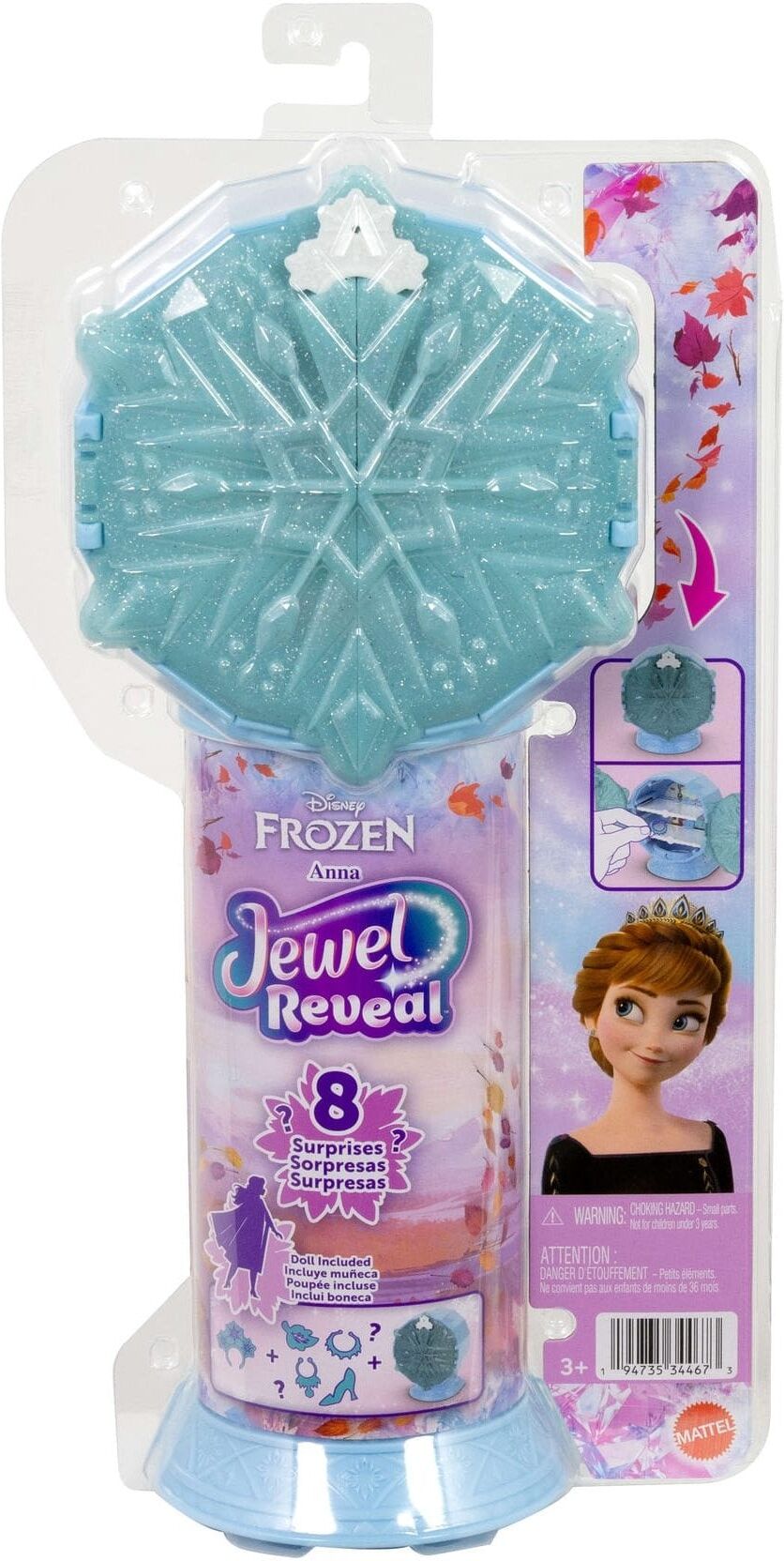 Mattel Disney Frozen Jewel Reveal Luxurious Collectible Exclusive Series Edition Anna Doll for Girls