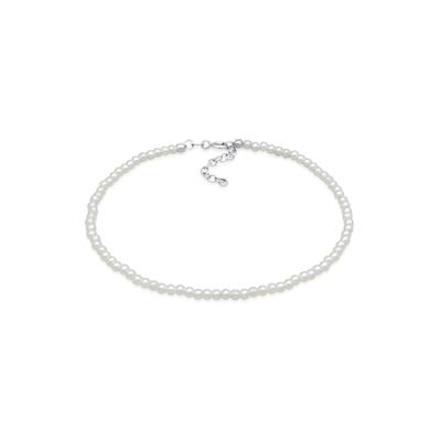 Fußkette ELLI "Fußschmuck Perlen Synthetisch Klassik Basic 925 Silber" Gr. 22, silber, Fußketten, Damen, Silber 925 (Sterlingsilber)