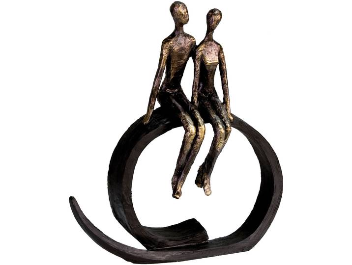 Dekofigur CASABLANCA BY GILDE Skulptur Close , braun (bronzefarben), B:30cm H:35cm T:12cm, Polyresin, Dekofiguren, Dekofigur, Dekoobjekt, Höhe 35 cm, Pärchen, mit Spruchanhänger, Wohnzimmer
