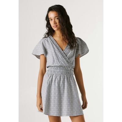 Maxikleid PEPE JEANS "Kleid CINSY DRESS", Damen, Gr. S, Normalgrößen, grau (union blau), 100% Baumwolle, Kleider Maxikleid