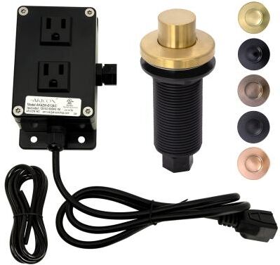 Akicon Garbage Disposal Air Switch Kit, Dual Outlet Sink Top Waste Disposal On/Off Switch Kit