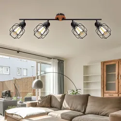 Spotlampe Deckenleuchte Spotleiste beweglich Gitter Wohnzimmerlampe H 240cm