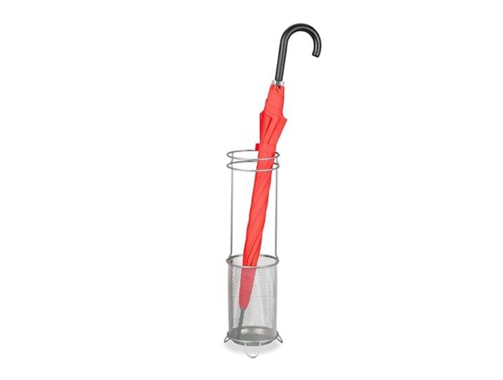 Relaxdays Porte-parapluie\, H x D : env. 52\,5 x 16 cm\, métal\, rangement rond pour ombrelles\, design moderne\, argenté