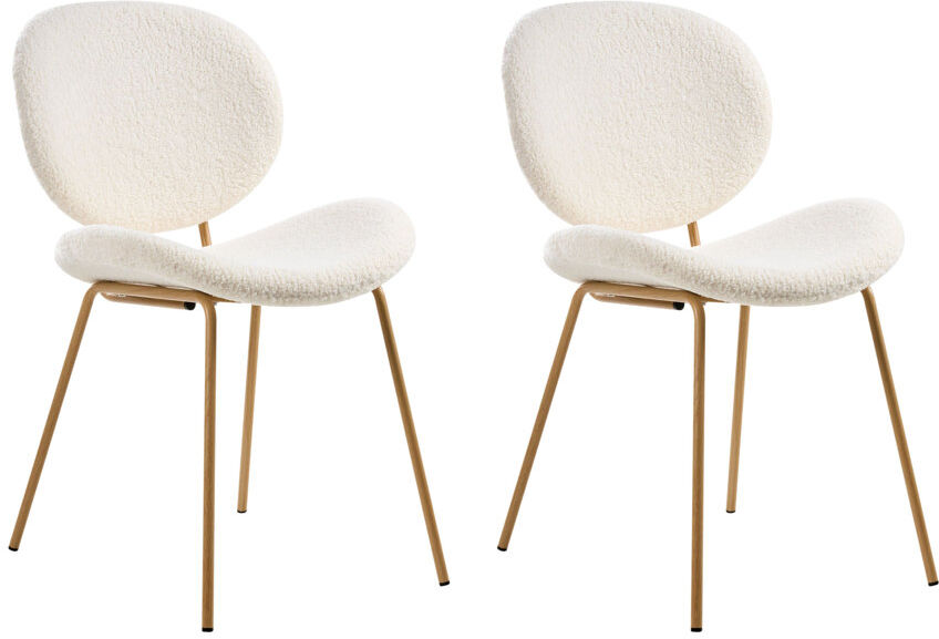 Beliani Luana 42cm H Upholstered Metal Upholstered Back Side Chair White 80cm H X 50cm W X 52cm D