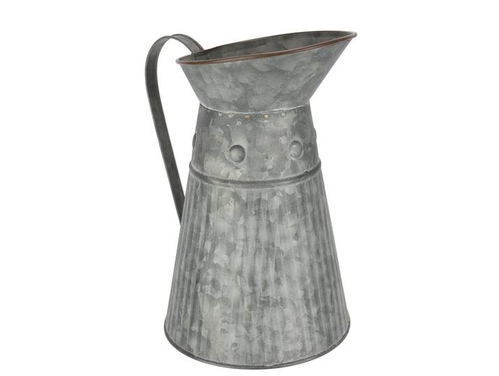 Dekovase I.GE.A. Metall-Krug , braun, B:21cm H:23cm, Metall, Vasen, Dekovase, Graue Deko-Kanne mit Riffelung Schlaghammer-Optik Vase für Blumen