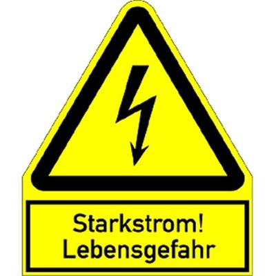 Schild Starkstrom! Lebensgefahr, Kombischild, Alu, 200x244 mm