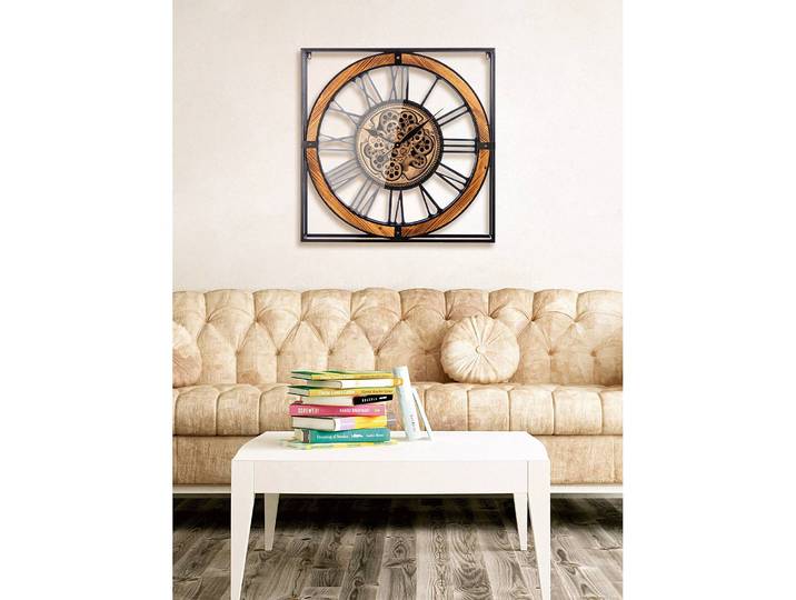 Wanduhr Revolus Eisen / MDF 72 x 72 x 10cm Schwarz
