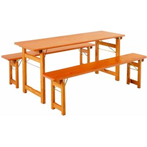 RUKU1952 Bierzeltgarnitur 205267, braun, 180 x 60cm (B/T), 3-teilig, klappbar