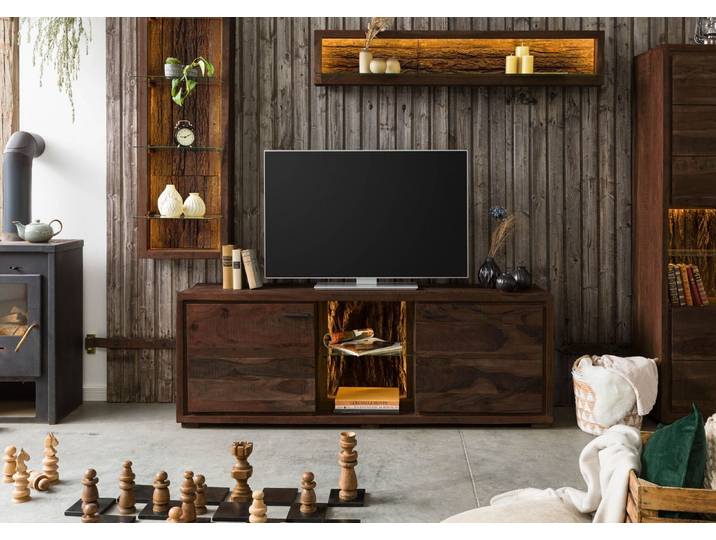 TV-Board Akazie 175x40x63 dunkelbraun lackiert BARK #211
