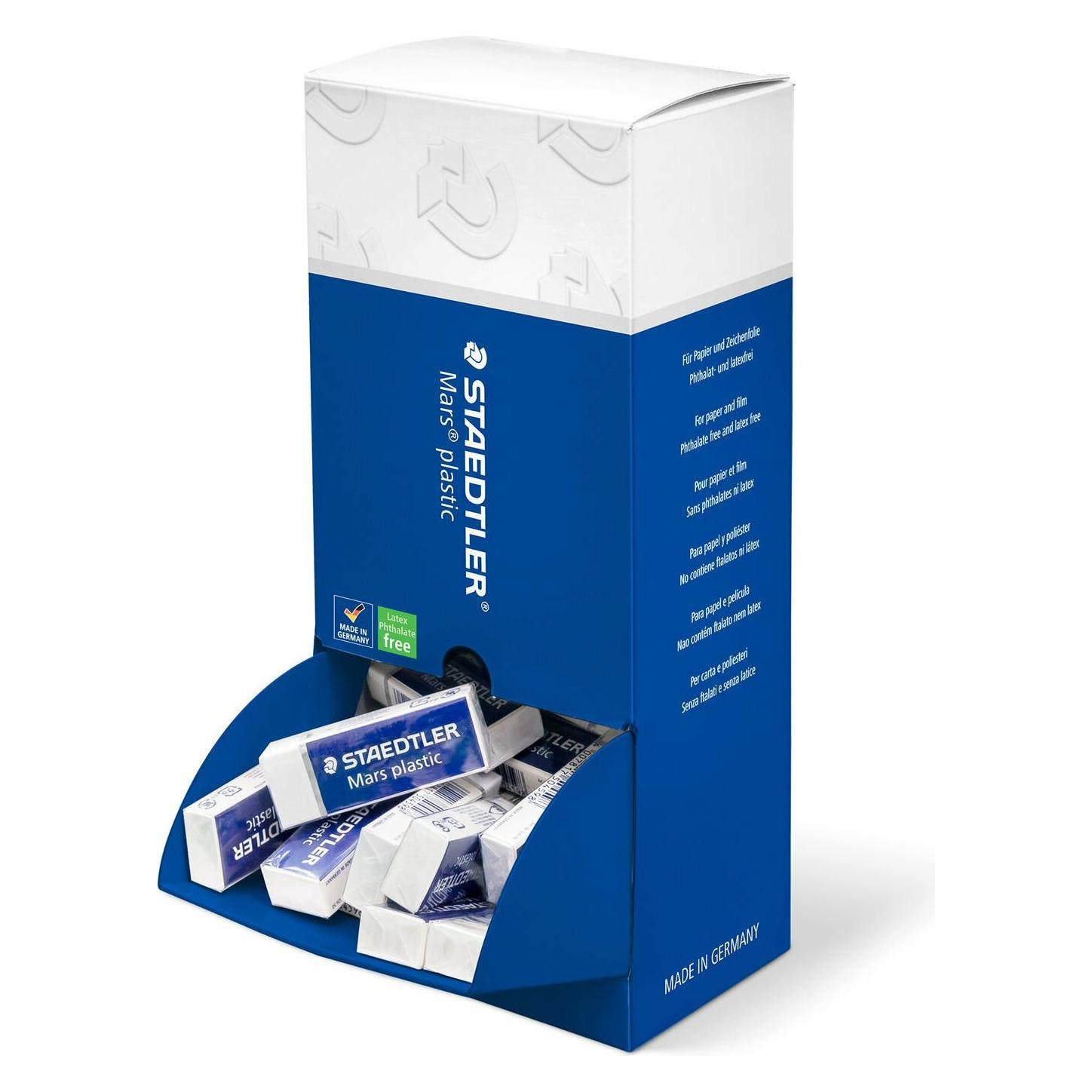 Staedtler Kunststoff-Radierer Mars plastic, 40er Display mit Schiebe-Manschette, Premium Qualität, in Zelloph (526 50CA40)