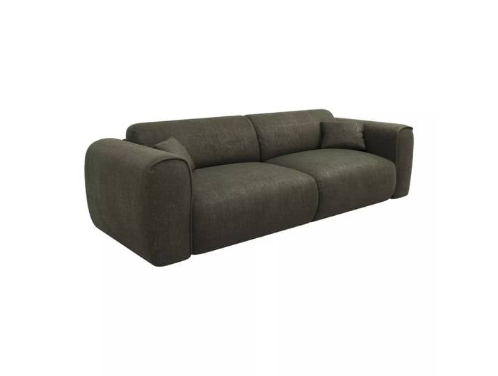 Vente-unique - Sofa 4-Sitzer mit Matratze - Strukturstoff - Grün - POGNIA, One Size