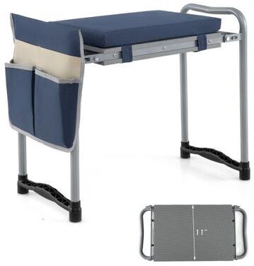 Costway Foldable Garden Kneeler and Seat for Seniors Gardeners-Navy