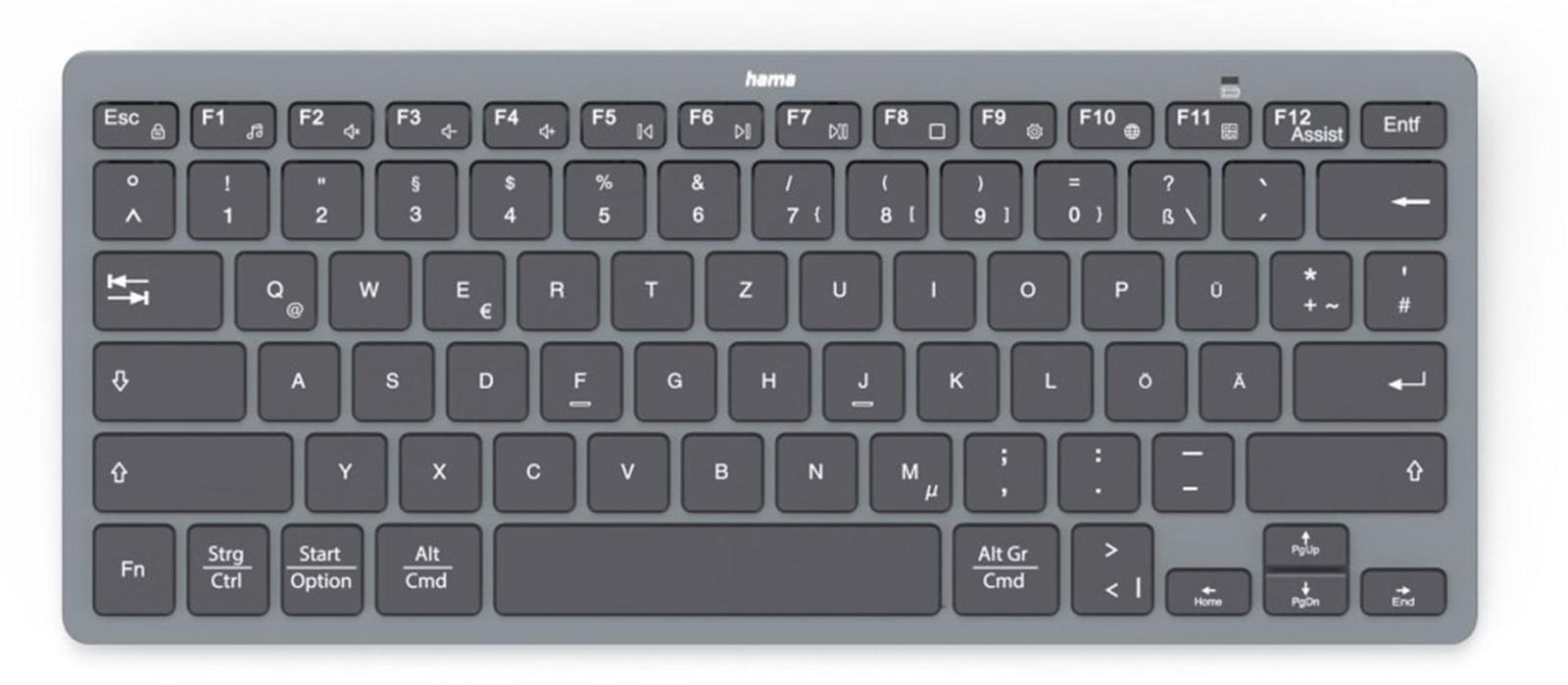 Hama Travel 400 QWERTZ toetsenbord, Duits, Zwart en Donkergrijs