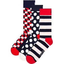 HAPPY SOCKS Happy Socks Unisex Socken, 3er Pack - Classic, Muster, Baumwollmischung, gemischte Farben, Größe 36-40 in Bunt Bunt
