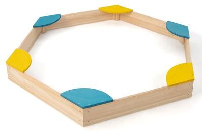 Outdoor Wooden Sandbox with Seats Bottomless Sandpit for Kids Aged 3+