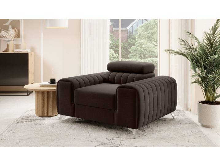 Designer Sessel Linuro mit verstellbarer Kopflehne - Rosé - Luxusbetten24