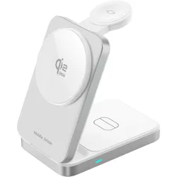 Mobile Origin 3in1 Qi2 25W Foldable Charging Stand PW35,MagSafe Compatible - Silver (25 W), Wireless Charger, Silber