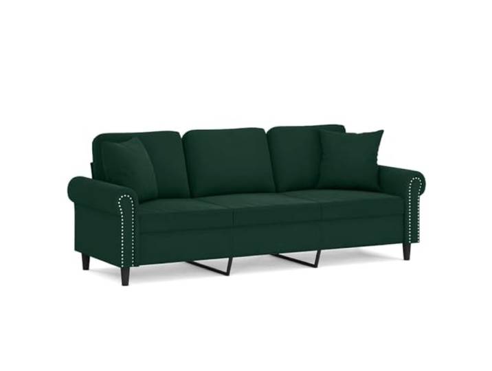 Todiikf 3-Sitzer Sofa Samt Dunkelgrün 212cm Polstersofa mit 2 Kissen Modernes Dreisitzer-Sofa für Wohnzimmer, dicke Schaumstoffpolsterung, solides Metallgestell, inklusive 2 Zierkissen.
