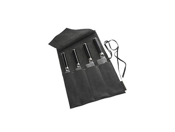 Messertasche für Köche, Rolltasche für Kochmesser, aus gewachstem Öko Rindleder, hergestellt in Deutschland, 4 Köcher,grau, von Wunschleder-Home