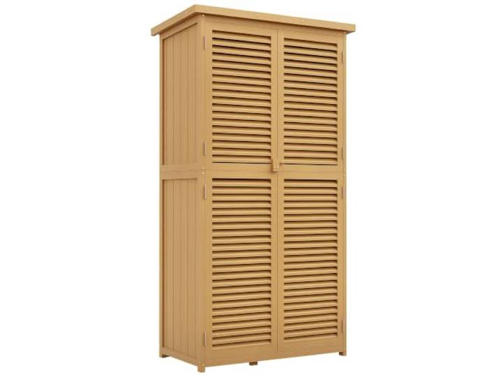 Outsunny Gartenschrank mit Asphaltdach Lamellentür Hellgelb 87x46,5x160 cm