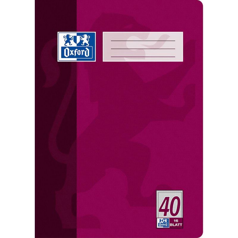 OXFORD Schulheft School Lineatur 40 kariert DIN A4 Rand rundum, 16 Blatt, 1 St.