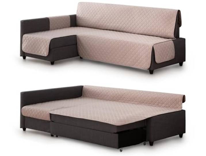 Milica Housse rembourrée Compatible avec Le canapé d’Angle-lit Friheten de IKEA Protection élégante et Lavable Adaptée à méridienne Gauche ou Droite Fabriquée en Europe Couleur : Lin