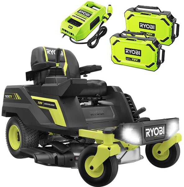 Ryobi ZTRX76 - Tondeuse autoportée à batterie et rayon de braquage zéro - 72V/20 Ah coupe de 76 cm - 2en1