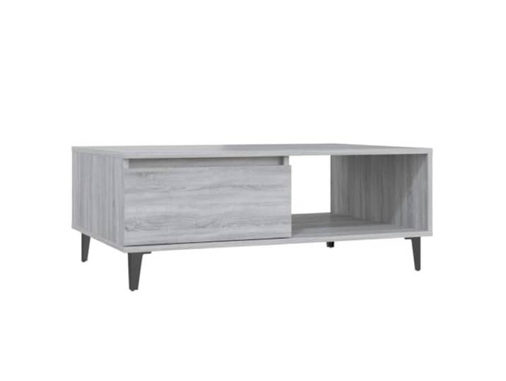 Couchtisch grau Sonoma Eiche 90x60x35cm Moderner Stil, Aufbewahrungsregale, Metallfüße, stabile Tischplatte, leicht zu reinigen