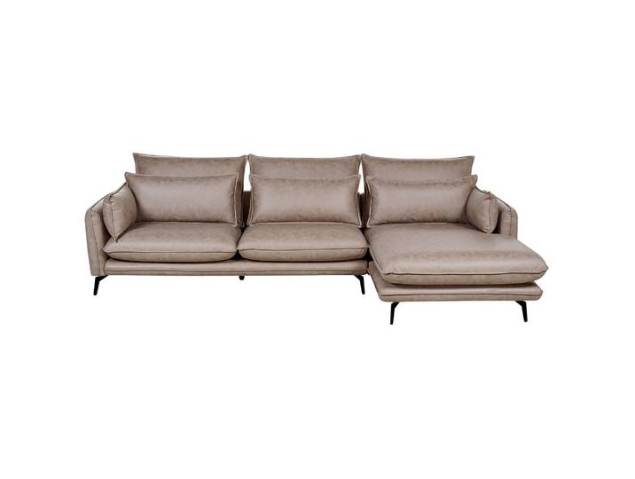 3-SITZER-ECKSOFA Kunstwildleder hellbraun rechtsseitig Gallo