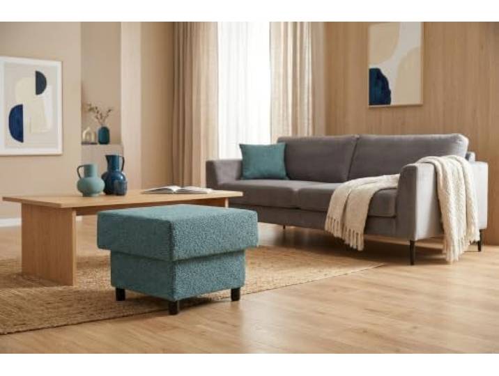 Family Meble Polsterhocker Komo Angel – Fußhocker mit Stoff-Bezug und Stauraum – Blau · Angel 14