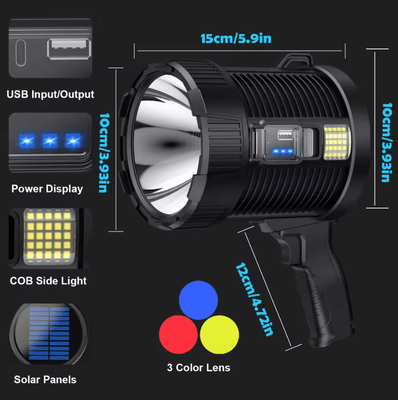 Inspire Curations XP70 Rechargeable Solar LED Handheld Spotlight medium