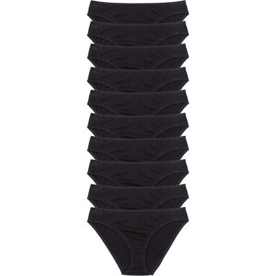 Slip BONPRIX "Slip (10er Pack)", Damen, Gr. 52/54 (XXL), 10 Stk., schwarz, Obermaterial: 100% Baumwolle, Unterhosen Slip, bequeme Passform, aus Baumwolle, verschiedene Farben, im 10er Pack