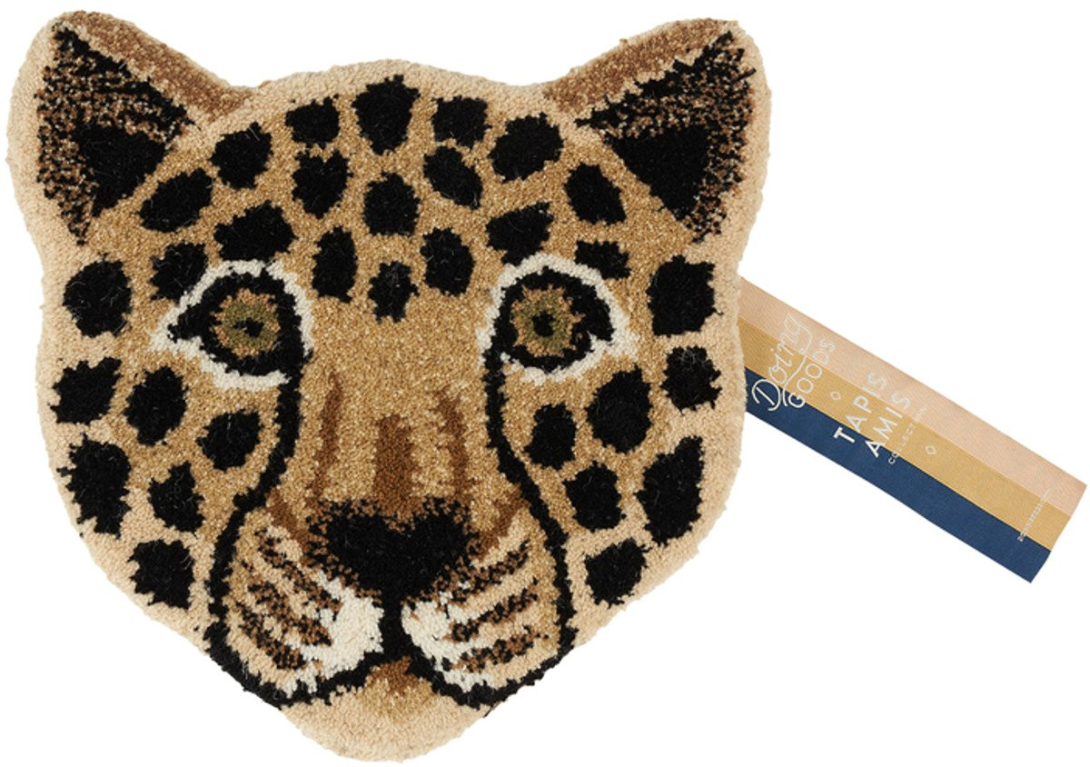 Doing Goods Loony Leopard Head Vloerkleed - Bruin - Wol