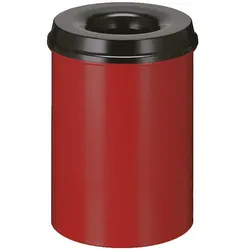 Papierkorb (feuersicher) rund 110 L rot-schwarz selbstlöschender Papierkorb Farbe rot, mit Deckel schwarz