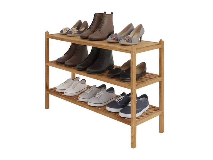 Schuhregal Walnuss mit 3 Ebenen Hellbraun