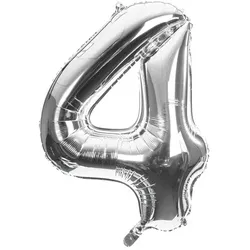Folienballon "4", silber, 86 cm