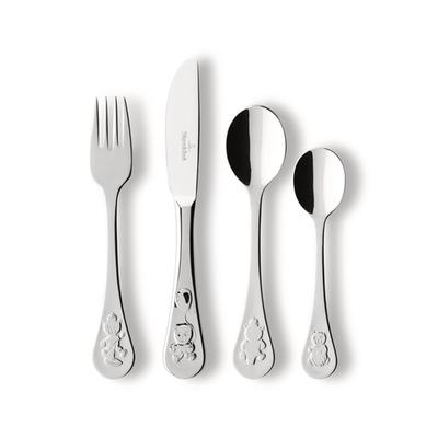 Kinderbesteck VILLEROY & BOCH "Kinderbesteck Teddy 4er Set silber", silber, Essbesteck-Sets