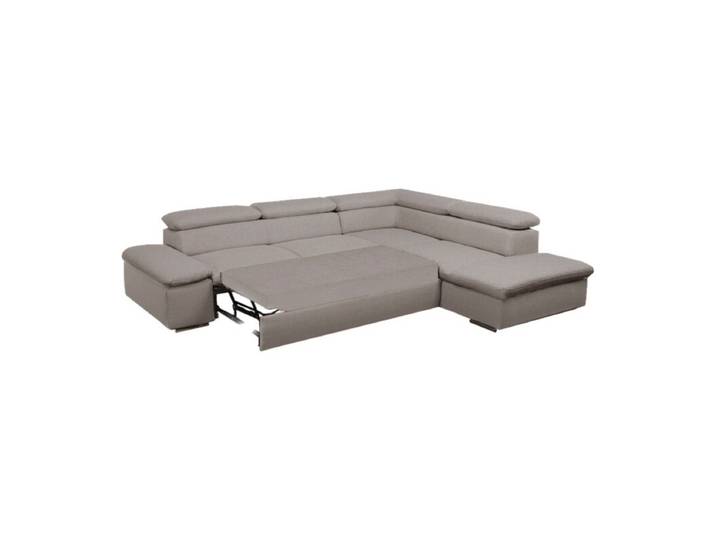Polsteria Alcudia Ecksofa mit optionaler Schlaffunktion - Flachgewebe Euphoria 07 elephant - manuelle Armteilverstellung &amp; manuelle Kopfteilverstellung &amp manuelle Armteilverstellung, manuelle Kopfteilverstellung, Schlaffunktion Modern