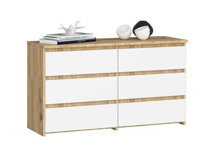 AKORD Kommode CL-100 mit 6 Schubladen Komodenschrank Funktional Für Wohnzimmer Für Schlafzimmer Langlebig Rollenführung ABS-Kante 35x100x57cm Artisan Eiche + Weiß Front